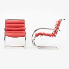 Usado, Cadeiras de braço lounge C. 2006 Mies Van Der Rohe para Knoll Studio couro vermelho MR EO7M comprar usado  Enviando para Brazil