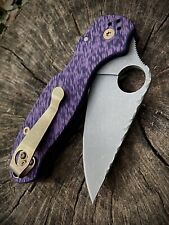 CUSYOM “Purple Haze” Spyderco Para 3 - Rock Textured Etched Elmax, Handmade G10, used for sale  Shipping to South Africa
