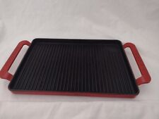 Chasseur France ferro fundido esmalte grelha vermelha panela 13,5" x 9,5" comprar usado  Enviando para Brazil