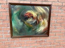 FRAMED UNSIGNED GIANT ABSTRACT OIL ON BOARD MID CENTURY for sale  Shipping to South Africa