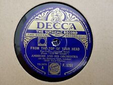 AMBROSE - From The Top Of Your Head / Without A Word Of Warning 78 rpm disc (A+) comprar usado  Enviando para Brazil