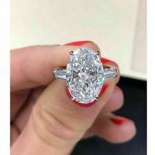 4 Ct Oval Cut VVS1 Moissanite Engagement Ring 14K White Gold Plated For Her, used for sale  Shipping to South Africa