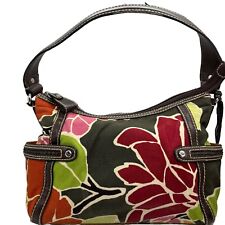 Fossil Purse Tropical Floral Canvas Shoulder Bag Purse Silver Tone Key Charm y2k for sale  Shipping to South Africa