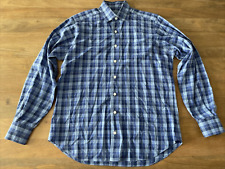 Camisa social masculina xadrez azul Gingham tamanho Sur VINGT com botões 15,75 34, usado comprar usado  Enviando para Brazil