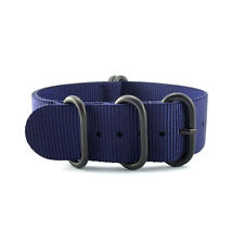 5-Ring Dark Blue Ballistic Nylon ZULU / G10 NATO Watch Strap (Black 20mm, 22mm) for sale  Shipping to South Africa