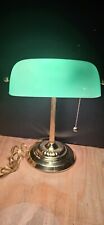 Luminária de mesa vintage verde esmeralda vidro metal puxador banqueiro 14" altura luz antiga comprar usado  Enviando para Brazil