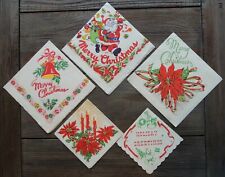 Lote de 5 servilletas decoupage decoraciones vintage de papel crepé MCM de Navidad segunda mano  Embacar hacia Argentina