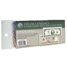 50 CURRENCY DELUXE HOLDERS Semi Rigid Vinyl for Banknotes Money Dollar Bill for sale  Shipping to South Africa