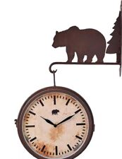 Oso de Hierro Reloj de Pared Colgante Doble Cara Cabina Decoración Rústico Hombre Cueva Retro segunda mano  Embacar hacia Argentina