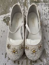 Zapatos de Pascua para niñas Dolce & Gabbana talla 3 blancos de encaje estrás comunión segunda mano  Embacar hacia Argentina