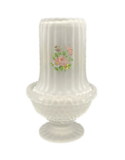 Lâmpada de vidro acetinado com nervuras 6,5" luz de fada com flores rosa aplicadas comprar usado  Enviando para Brazil