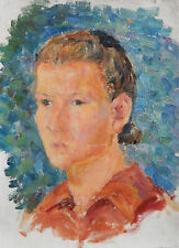 Girl Woman Female Portrait Original Antique Oil Painting on canvas Soviet Artist for sale  Shipping to South Africa
