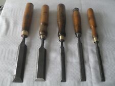 5 Vintage Bevel Edge Wood Chisles Various Sizes . for sale  Shipping to South Africa