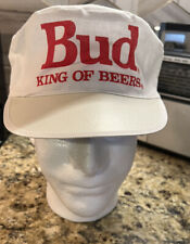 Chapéu boné vintage BUD King Of Beers uniforme funcionário Budweiser branco aba flip limpa comprar usado  Enviando para Brazil