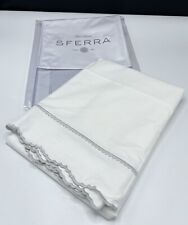Sferra $221 Pettine Continental Euro Single Sham White/Tin 26x26 Scalloped Edges, used for sale  Shipping to South Africa