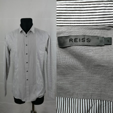 REISS S (15" 38cm) Męska biała brązowa koszula w paski w paski bawełna P2P 53,5cm na sprzedaż  PL