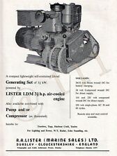 GENERATING SET Powered by LISTER LDM 3.5 h.p..MARINE ENGINE ADVERT -   1956  for sale  MORPETH