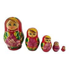 Usado, Conjunto vintage de 5 bonecas russas de aninhamento Matrioska Babushka bolinhas vermelhas comprar usado  Enviando para Brazil