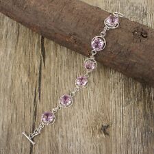 Used, Natural Morganite Gemstone Jewelry 925 Sterling Silver Chain Bracelet For Women for sale  Shipping to South Africa