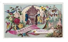 c1890 tarjeta comercial victoriana, B. Shoninger Organs & Piano Co., pájaros, querubines segunda mano  Embacar hacia Argentina