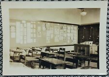 c.1930's Empty School Room Classroom Desks Bulletin Board Vintage Antique Photo for sale  Shipping to South Africa