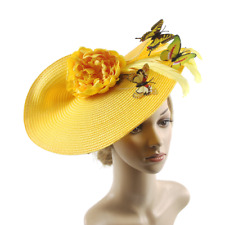 Chapéu fascinador trançado flor Kentucky Derby chapéu grande coquetel chá headwear, usado comprar usado  Enviando para Brazil
