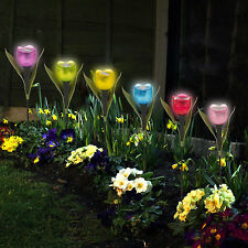6 luzes LED em forma de flor de tulipa de jardim movidas a energia solar decoração de quintal externa comprar usado  Enviando para Brazil