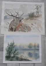 Aquarelles paysage chasse d'occasion  Rethel