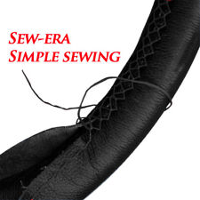 Black Genuine Leather Car Steering Wheel Cover Handmade Sewing W/ Sewing Needle comprar usado  Enviando para Brazil
