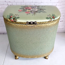 Retro Vintage Green Lloyd Loom D Trunk Linen Storage Blanket Box Chest Ottoman, used for sale  Shipping to South Africa