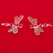 Handcrafted Blown Glass Hanging Dragonfly Pair Gold Trim for sale  Shipping to South Africa