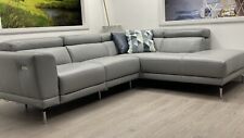 Used, Natuzzi Tranquillita Premium Leather Recliner Sofa Grey Corner Suite New Stock for sale  NELSON