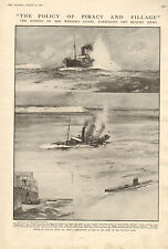 1915 Prima Guerra Mondiale Stampa ~Il Affondamento Di Il Western Coast Torpedoed usato  Spedire a Italy