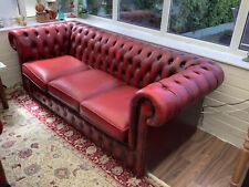 Chesterfield Sofa 3 Seater Vintage Oxblood Red Leather for sale  LOUGHBOROUGH