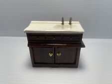 Used, Dollhouse Miniature wooden  Cabinet  Sink Kitchen  Furniture Dark Brown 1:12 for sale  Shipping to South Africa