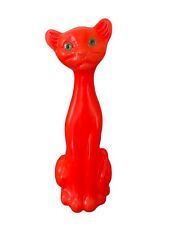 Vintage 18” Hard Plastic Orange Cat Halloween Decor Blow Mold Green Eyes for sale  Shipping to Canada
