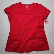 Dickies Women's Red Scrub Top V Neck 6 Pockets Size Medium Pre-owned for sale  Shipping to South Africa