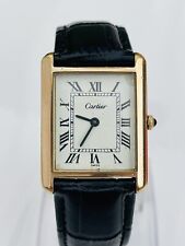 RELOJ PARA HOMBRE CARTIER TANQUE 18K GALVANIZADO EN ORO 26x35mm HECHO EN SUIZA VIENTO MANUAL segunda mano  Embacar hacia Argentina