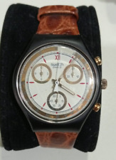 Orologio Cronografo swatch da uomo cinturino pelle marrone vintage segunda mano  Embacar hacia Argentina
