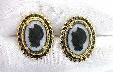 Trojan Warrior Cameo Resin 18x13 Cabochon Cufflink Gold Color Cuff Link EBS8811 for sale  Shipping to South Africa