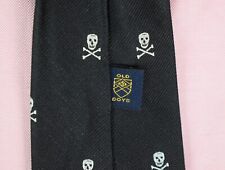 "Corbata de club de rugby Ralph Lauren negra seda/cráneo de Yale y tibias cruzadas ""viejos chicos" segunda mano  Embacar hacia Argentina