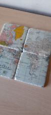 Used, 4 X Ceramic Cork Backed Coasters of The World Map for sale  Shipping to South Africa
