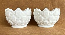Two Vintage Westmoreland Milk Glass Old Quilt Block & Star Footed Candy Dishes, used for sale  Shipping to South Africa