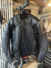 TEKNIC BLACK LEATHER MOTORCYCLE JACKET SZ. 46 for sale  Shipping to South Africa