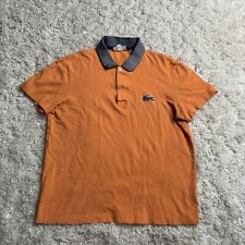 Camisa polo masculina Lacoste 4 laranja sólida preppy tênis golfe rúgbi logotipo grande adulto comprar usado  Enviando para Brazil
