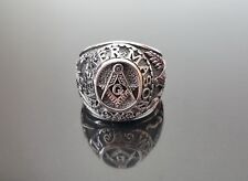 Masonic Ring Sterling Silver 925 Master Mason Illuminati Sacred Symbols Amulet for sale  Shipping to South Africa