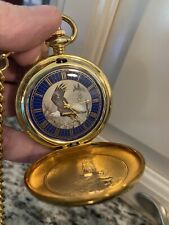 Franklin Mint Bald Eagle Pocket Watch w/Case and Chain Needs Battery, used for sale  Benton