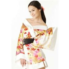 Sexy kimono da donna corto giapponese geisha vestaglia raso floreale bianco Tg S usato  Battipaglia