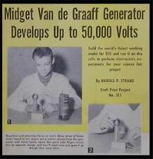 Gerador Van De Graaff 50.000 Volts 1961 Como construir PLANOS pequenos 6 1/2" comprar usado  Enviando para Brazil