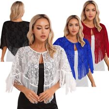 Xale feminino lantejoulas borla capa bolero flapper cobertura para vestidos de noite comprar usado  Enviando para Brazil